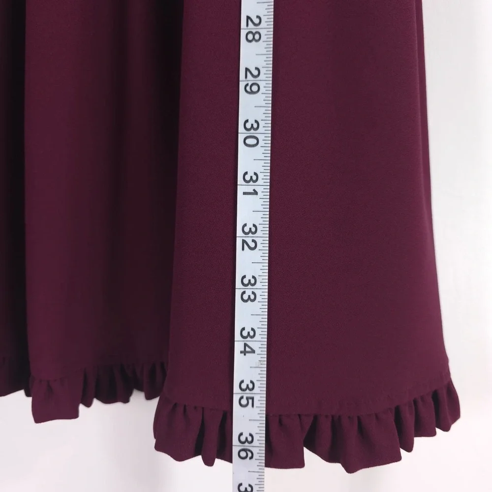 Kate Spade Dress Ma Cherie Ruffle Fit Flare Sleeveless Purple Deep Cherry Size 2